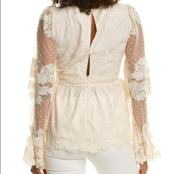 NEW | Anthropologie Champagne & Strawberry Ivory Lace Blouse - Picture 12 of 13